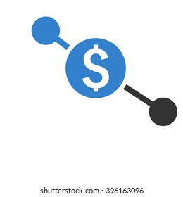 Bank Branches vector icon. Style is flat symbol, cobalt color, white background.