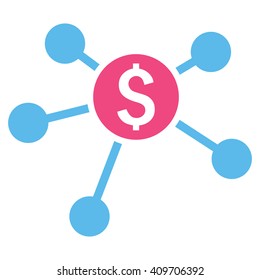 Bank Branches vector icon. Style is bicolor flat symbol, pink and blue colors, white background.