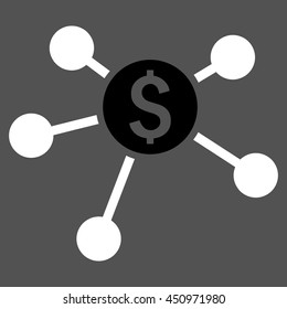 Bank Branches vector icon. Style is bicolor flat symbol, black and white colors, gray background.