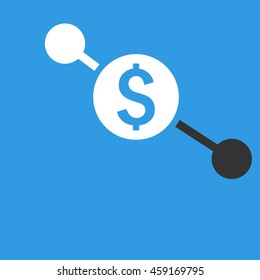 Bank Branches vector icon. Style is flat symbol, white color, blue background.