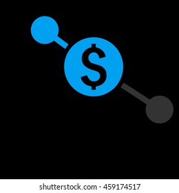 Bank Branches vector icon. Style is flat symbol, blue color, black background.