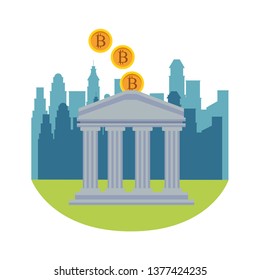 bank buiding with cryptocurrency