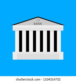 Bank buildiing isolated. Architecture bank, financial institution, architectural classical exterior. Vector illustration