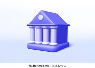 Bank building 3d vector icon. Illustration for web background design. Business finance investment. 3d render illustration