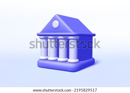 Bank building 3d vector icon. Illustration for web background design. Business finance investment. 3d render illustration