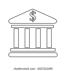Bank building, banking, business, corporation, financial center outline icon.