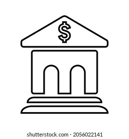 Bank building, banking outline icon. Line art vector.