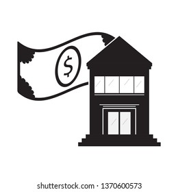 Bank building with a bill icon. Vector illustration design