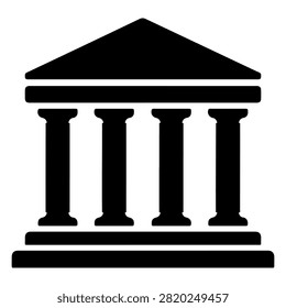 Bank Building Black Glyph Vector Icon, Financial Institution Government Symbol