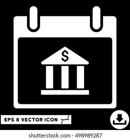 Bank Building Calendar Day icon. Vector EPS illustration style is flat iconic symbol, white color.