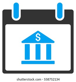 Bank Building Calendar Day vector toolbar icon. Style is bicolor flat icon symbol, blue and gray colors, white background.