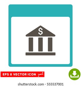 Bank Building Calendar Page icon. Vector EPS illustration style is flat iconic bicolor symbol, grey and cyan colors.