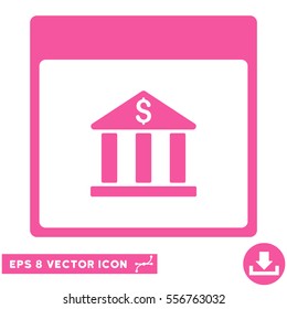 Bank Building Calendar Page icon. Vector EPS illustration style is flat iconic symbol, pink color.