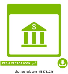 Bank Building Calendar Page icon. Vector EPS illustration style is flat iconic symbol, eco green color.