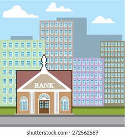 Bank building city sky vector