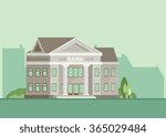 Bank building in city space. Flat vector.