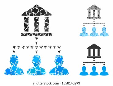 Bank building client links composition of inequal items in different sizes and color tints, based on bank building client links icon. Vector inequal items are combined into mosaic.