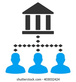 Bank Building Client Links vector toolbar icon. Style is flat icon symbol, color, white background, rhombus dots.
