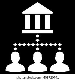 Bank Building Client Links vector toolbar icon. Style is flat icon symbol, white color, black background, rhombus dots.