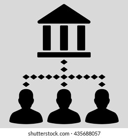 Bank Building Client Links vector toolbar icon. Style is flat icon symbol, black color, light gray background, rhombus dots.