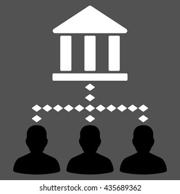 Bank Building Client Links vector toolbar icon. Style is bicolor flat icon symbol, black and white colors, gray background, rhombus dots.