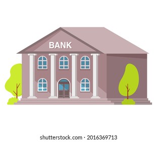 Bank building with columns. Flat style vector illustration.Financial house.