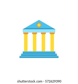 Bank building with columns. Flat style vector illustration isolated on white background.