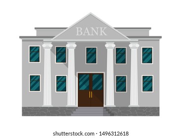 Bank building or courthouse with columns vector illustration isolated on white background. Banking finance building. Bank building architecture with column