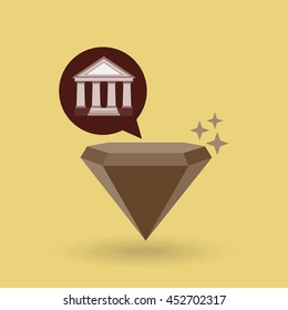bank building with diamond icon, vector illustration