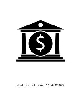 Bank building dollar icon template 