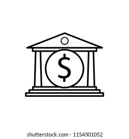 Bank building dollar icon template 