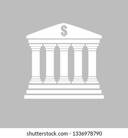 bank building facade in flat design with dollar
