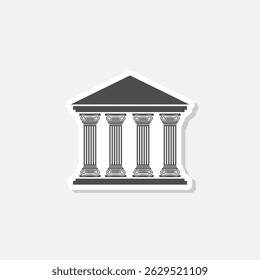 Bank building facade icon sticker isolated on gray background