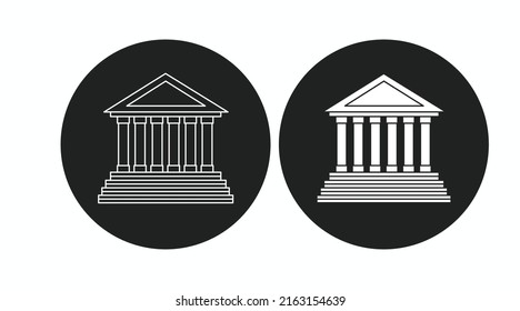 Bank building facade icon. Vector isolated flat editable illustration set
