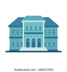 Bank building facade Vector illustration, Bank, university or government institution isolated on white background.  Flat style Architecture building with tosca color. 