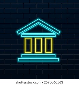 Bank building filled outline icon, neon style. line vector sign, linear colorful pictogram isolated on white. Banking house symbol, logo illustration. Pixel perfect vector graphics.