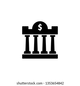 Bank, building, finance flat icon. Editable vector 64x64 Pixel.