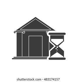 bank building with finance icon vector illustration design