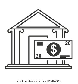 bank building with finance icon vector illustration design