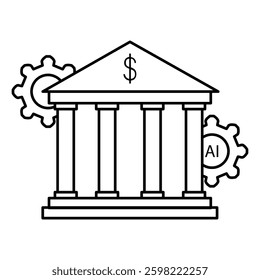 Bank Building Financial Institution Ai Vector Icon Design