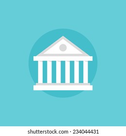 Bank Building Or Financial Institution In Classic Design. Flat Icon Modern Design Style Vector Illustration Concept.