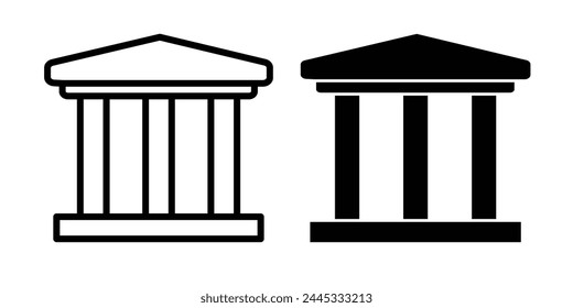Bank Building and Financial Institution Icon Set. Government Federal Bank and Museum Symbols.