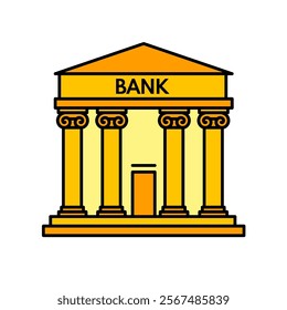  Bank building, financial institution - vector icon