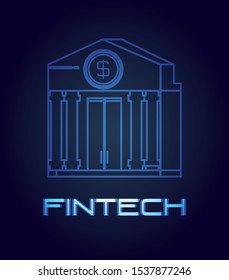 bank building fintech icon vector illustration design
