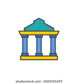 Bank building flat design icon vector illustration