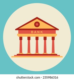 Bank building flat design style vector illustration