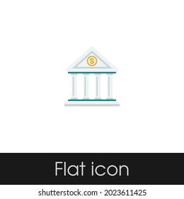 Icono plano de construcción de banco Diseño Fondo blanco aislado, Eps 10