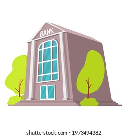 Bank building .Flat style vector illustration.Financial house.Building facade.Isolated on white background.