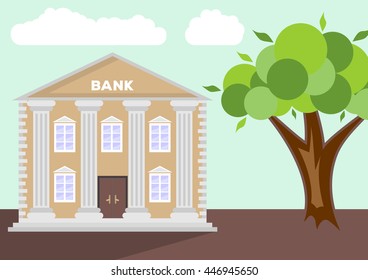 Bank building. Flat style vector illustration.