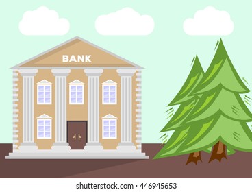 Bank building. Flat style vector illustration.